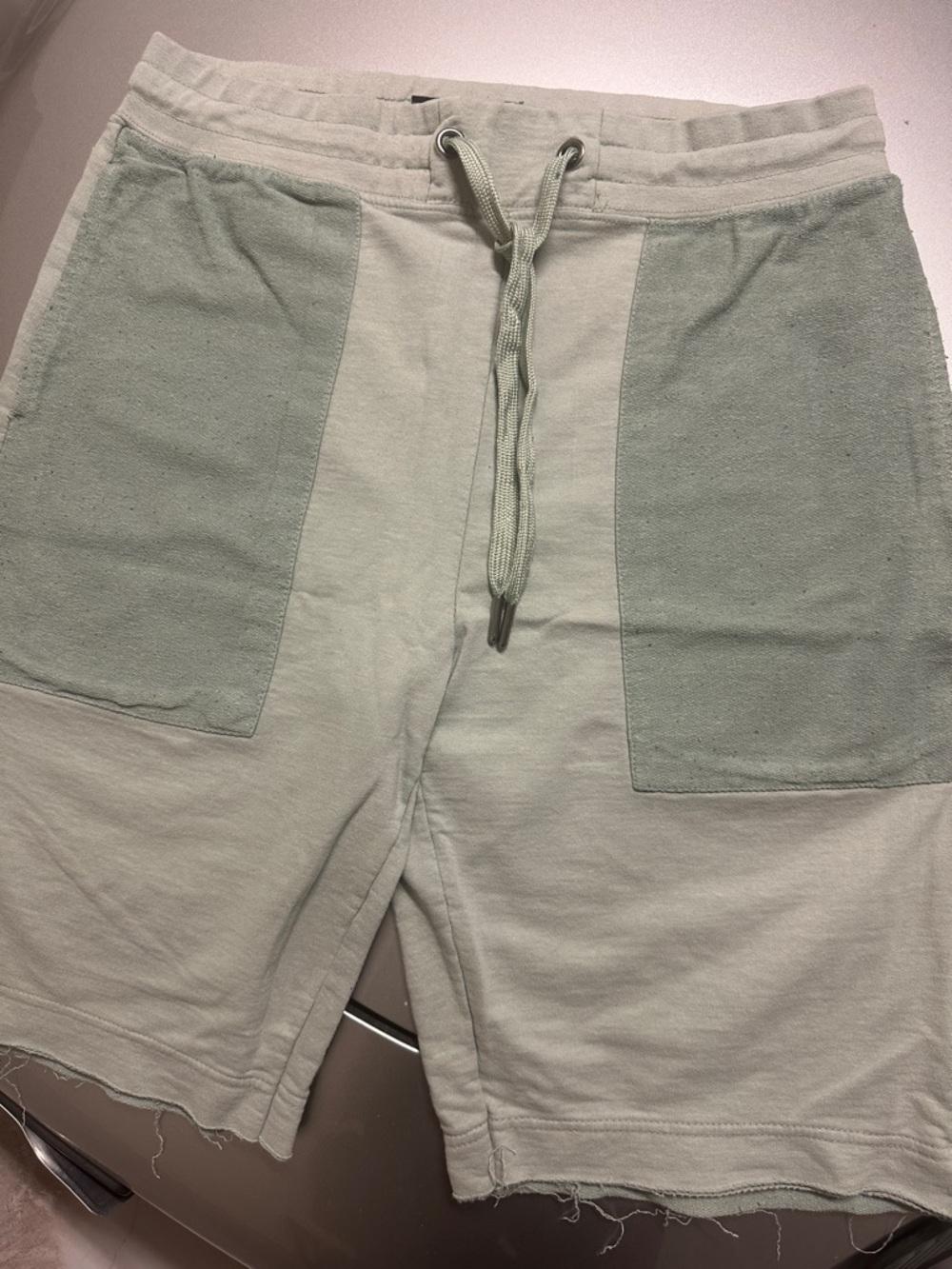 Men's Light Sage Two-Tone Athletic Drawstring Shorts